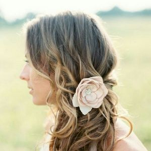 Wedding Flower Hair Clip. Bridal Champagne Flower